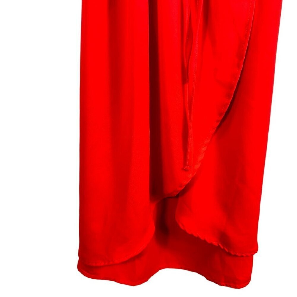 Zara Red Wrap Dress Midi Cap Sleeve V-Neck Casual Summer Short Sleeve XS - Picture 6 of 11